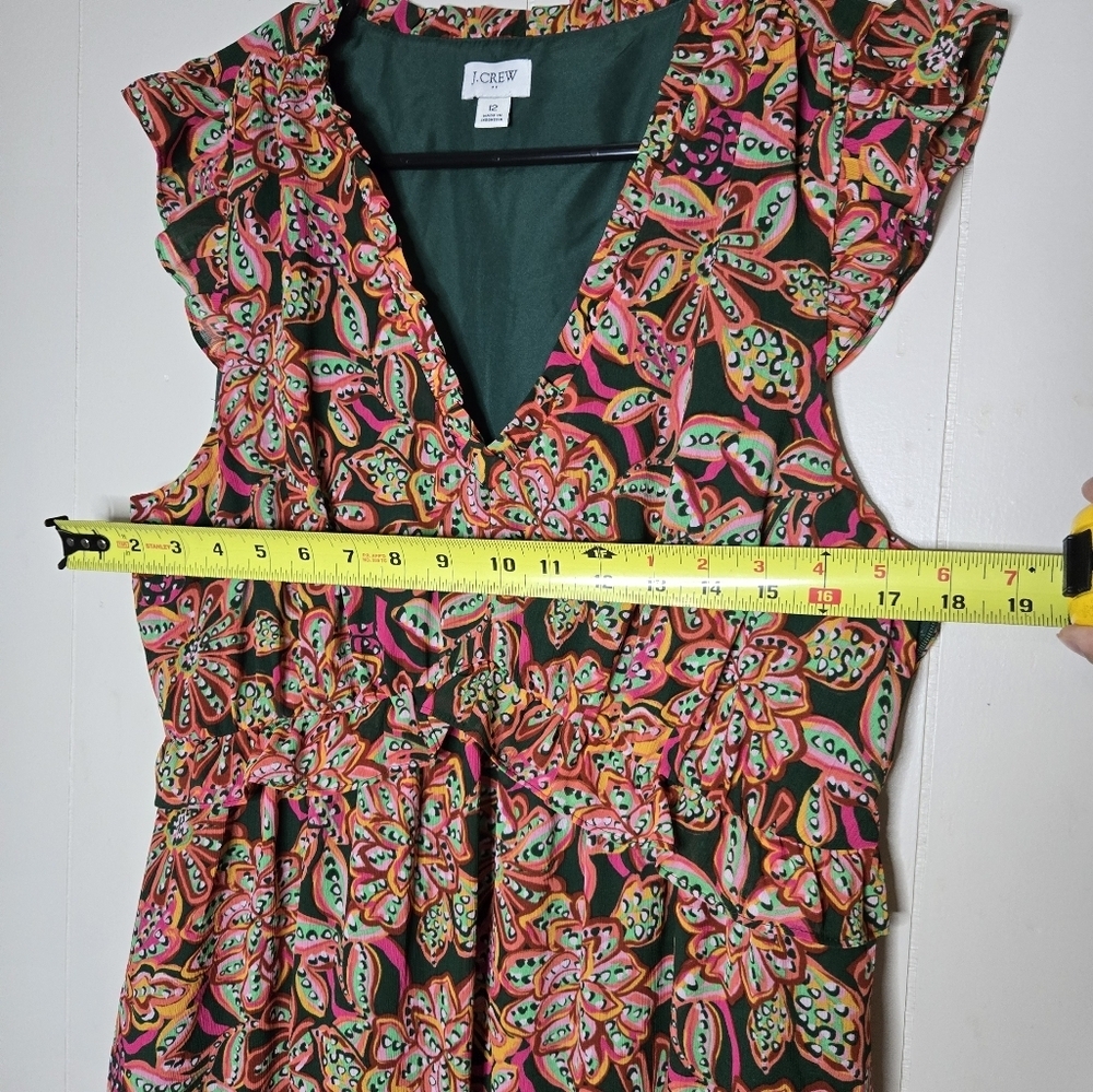 J.Crew Floral Sleeveless Dress-Size 12 -100% Polyester - Picture 6 of 8